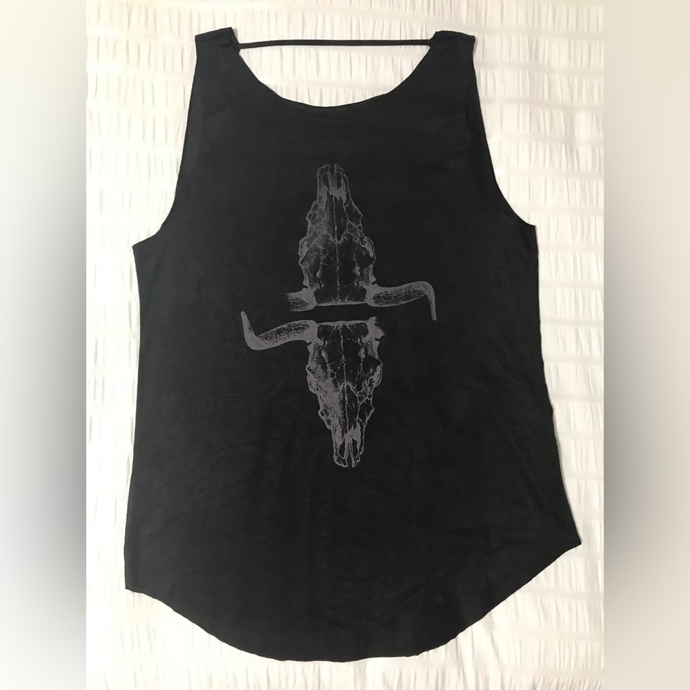 Faux Suede black scoop open back top, EXCELLENT condition